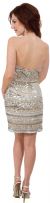 Strapless Sequined Short Prom Dress with Artistic Pattern back in Silver
